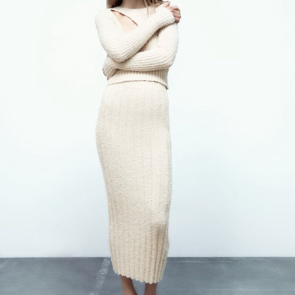 ZARA Soft Chenille Midi Skirt